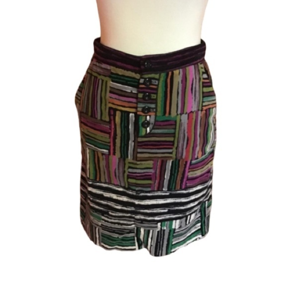 Anthropologie Dresses & Skirts - Anthropologie Odille bright striped velvet skirt